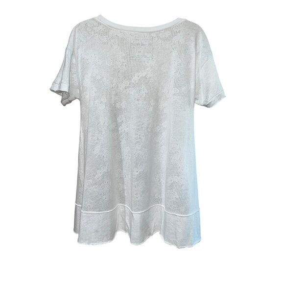 We The Free White Scoop Neck Bird Print Lace Oversized Tee Small - Picture 6 of 8